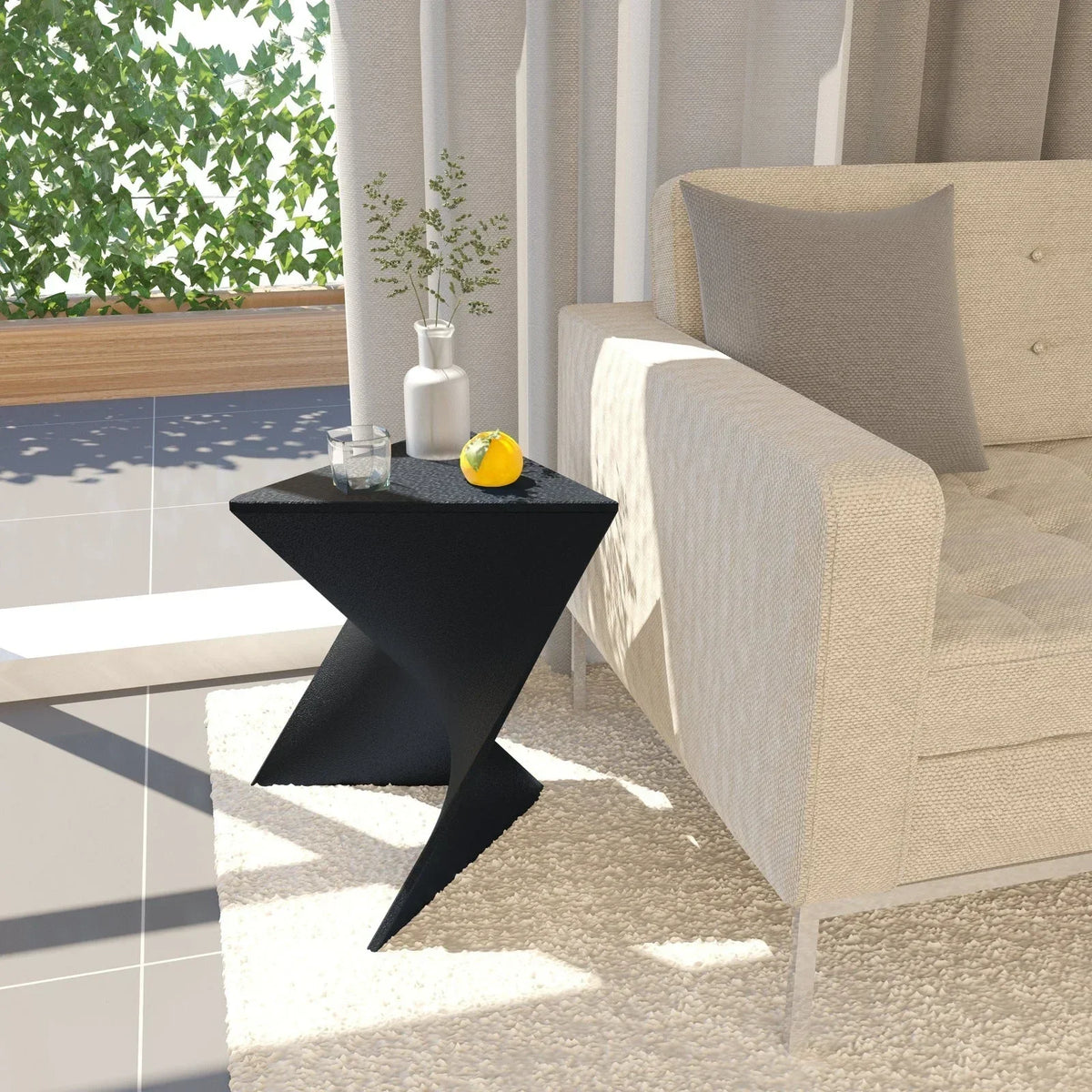 Randolph Triangular Accent Side Table in ABS/PC Plastic - Elax Furniture