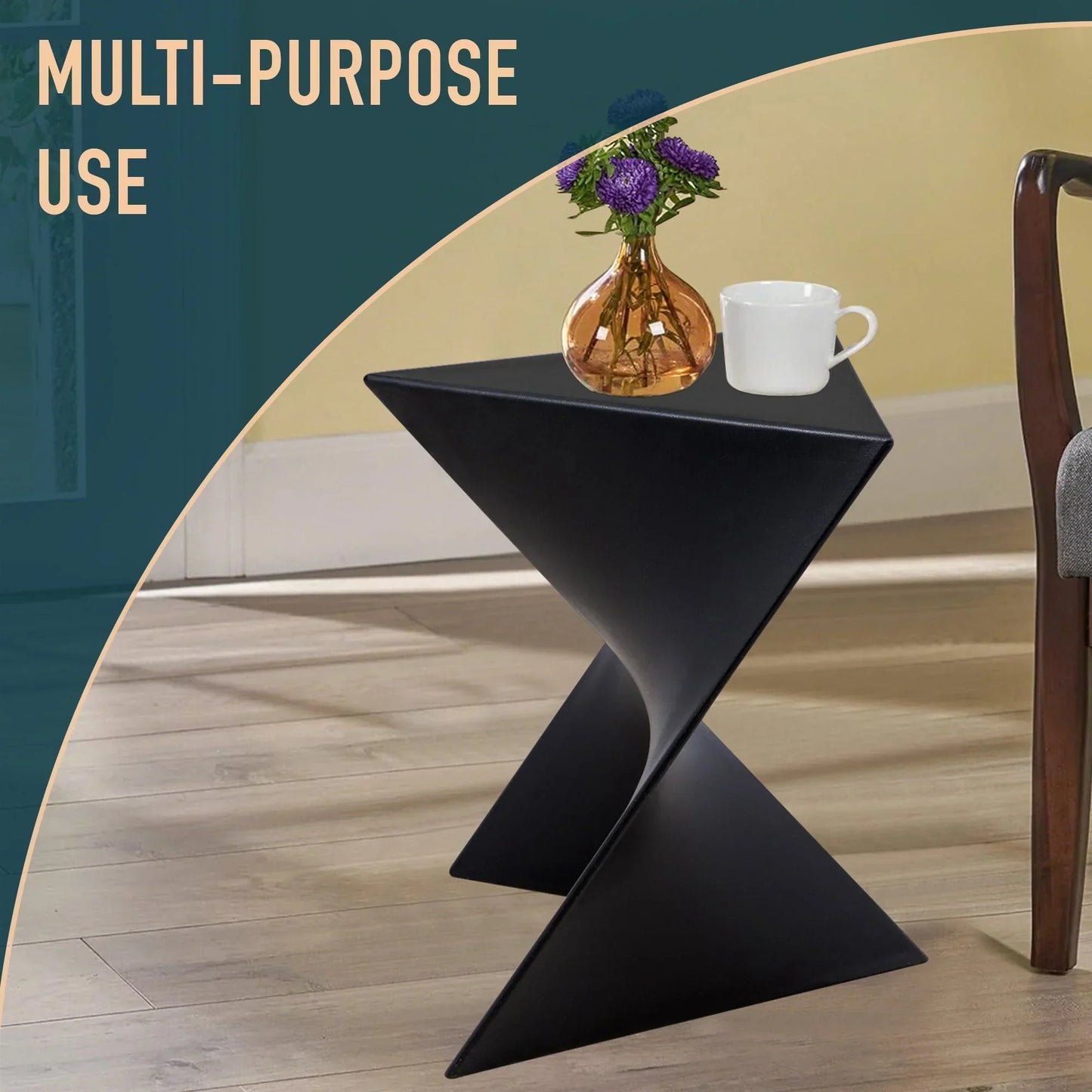 Randolph Triangular Accent Side Table in ABS/PC Plastic - Elax Furniture
