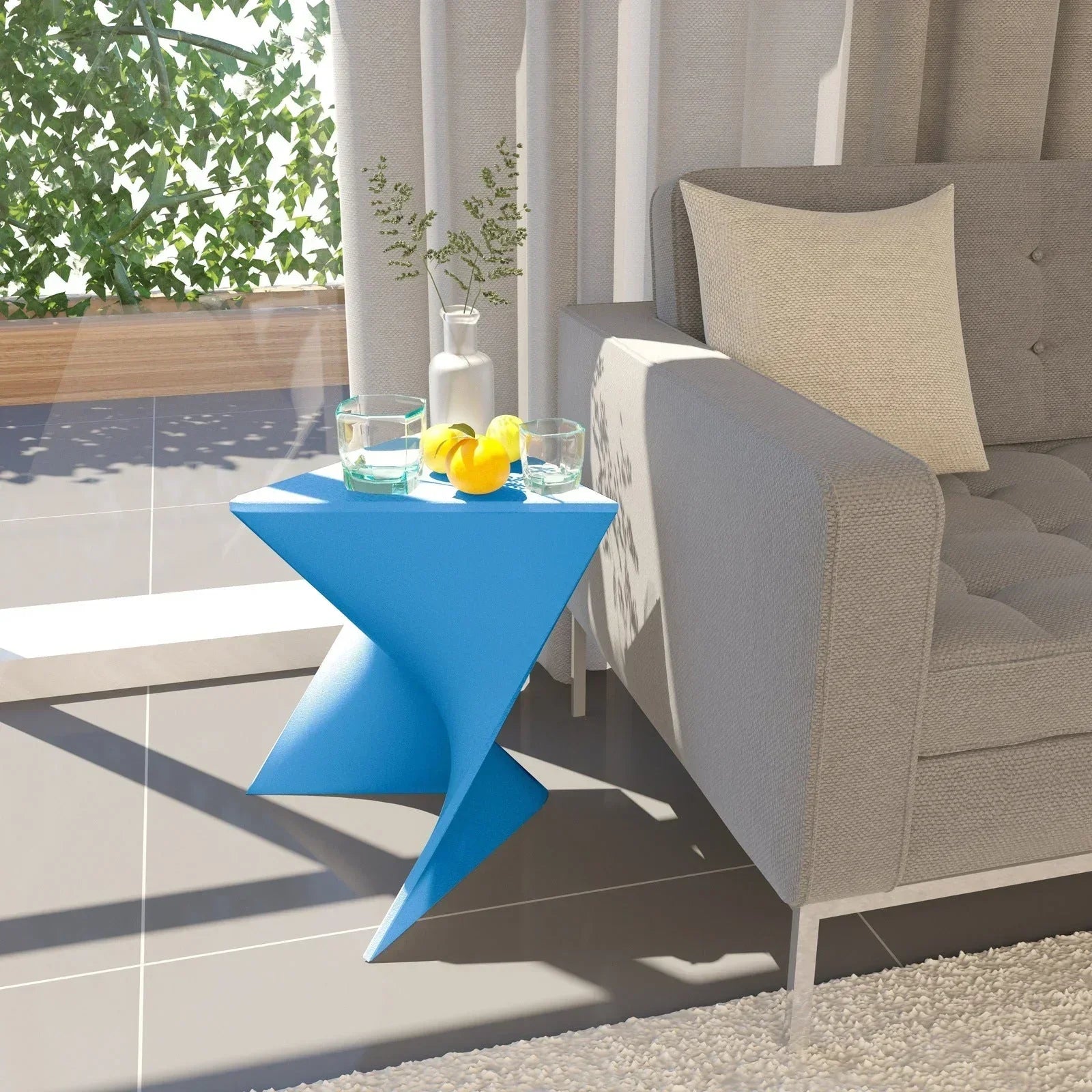Randolph Triangular Accent Side Table in ABS/PC Plastic - Elax Furniture