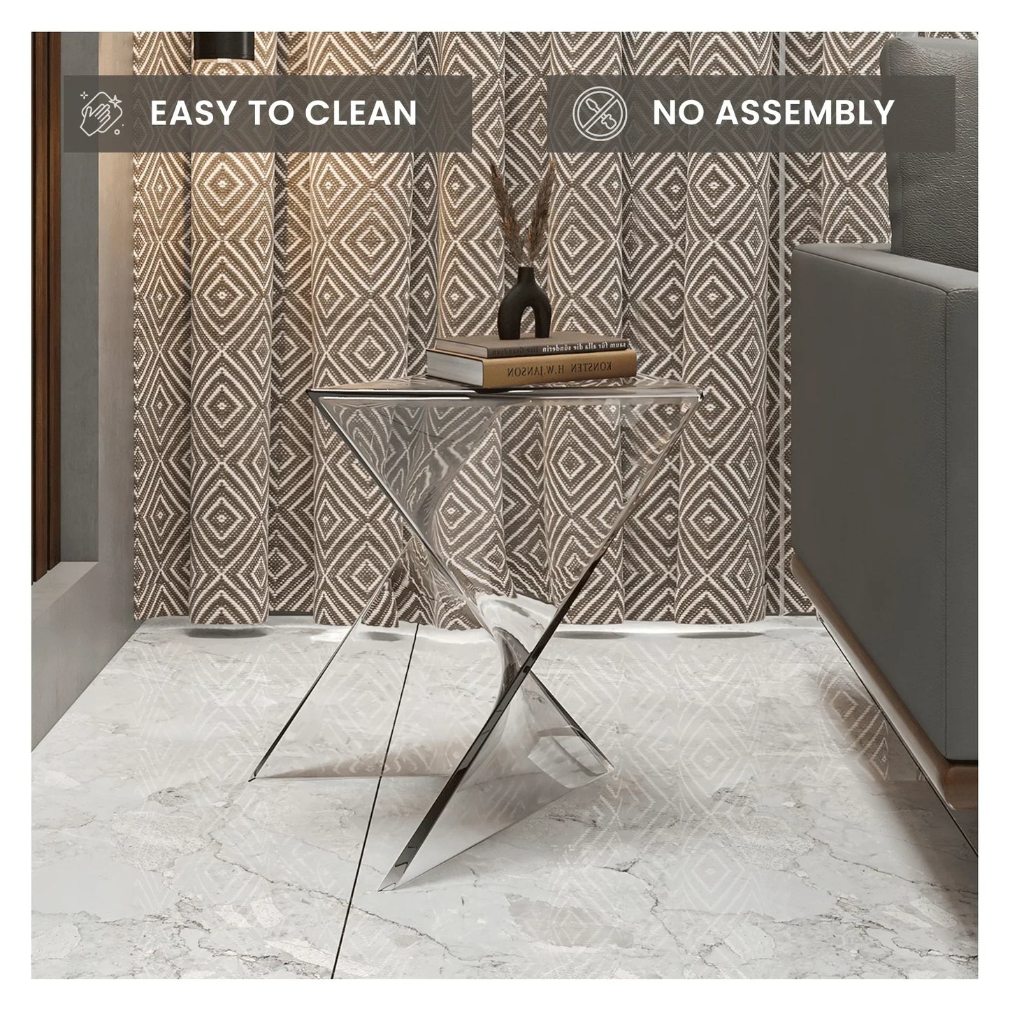 Randolph Triangular Accent Side Table in ABS/PC Plastic - Elax Furniture