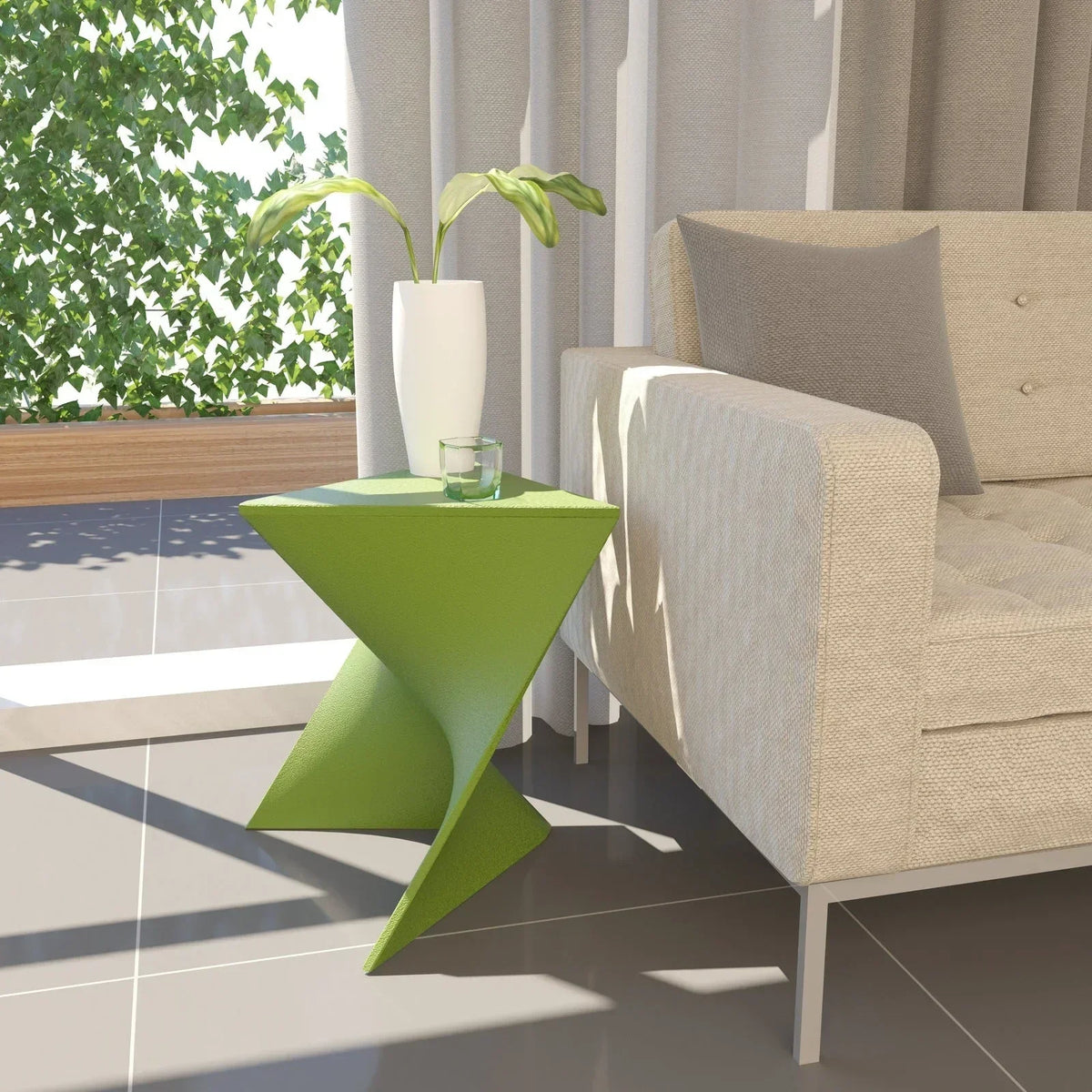 Randolph Triangular Accent Side Table in ABS/PC Plastic - Elax Furniture