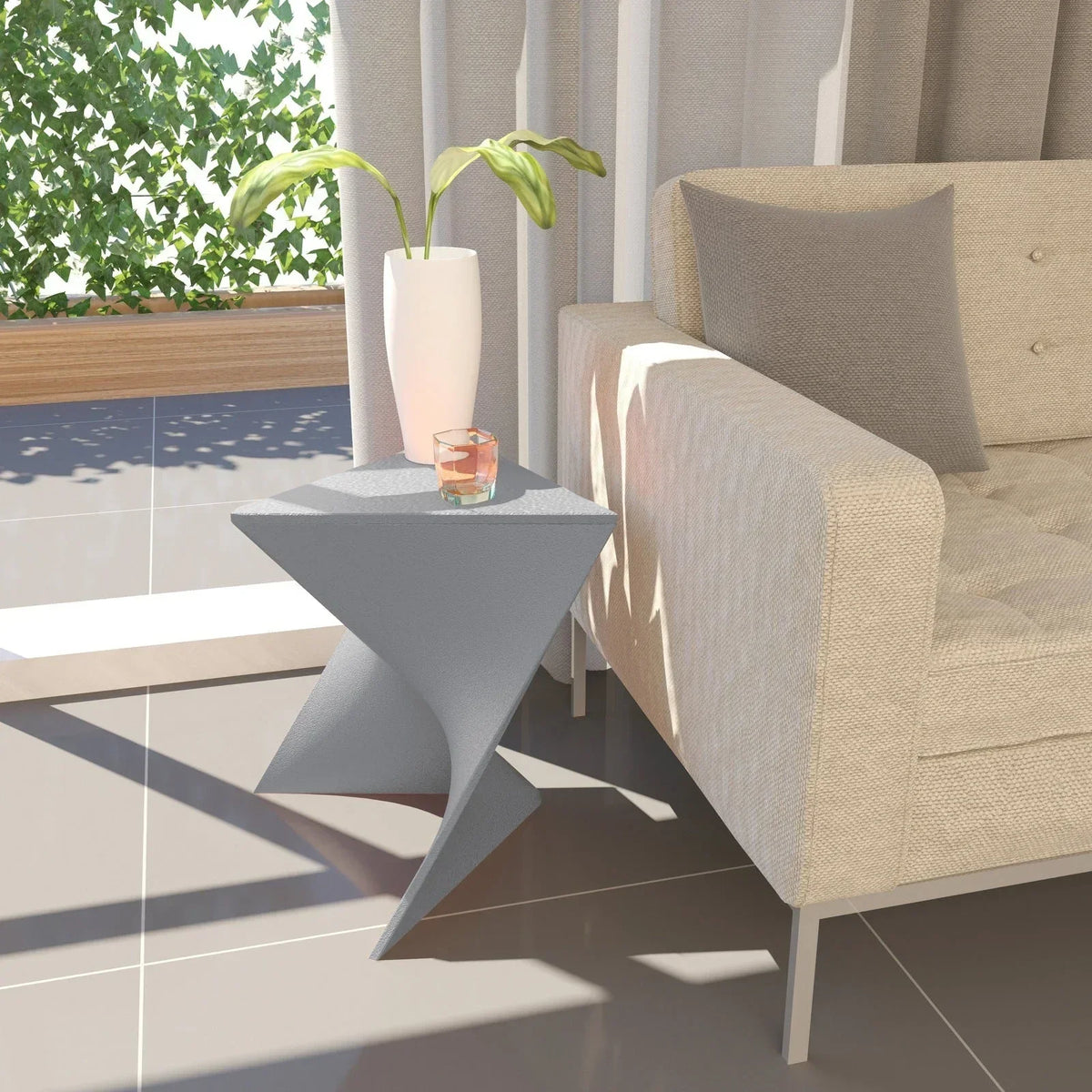 Randolph Triangular Accent Side Table in ABS/PC Plastic - Elax Furniture