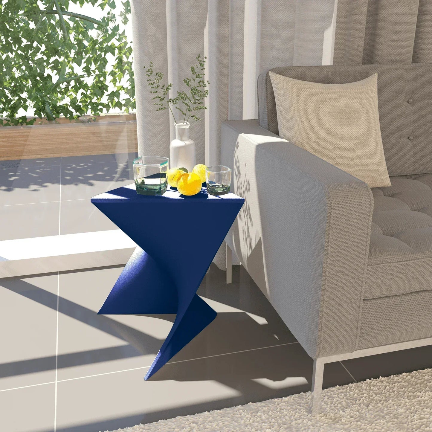 Randolph Triangular Accent Side Table in ABS/PC Plastic - Elax Furniture