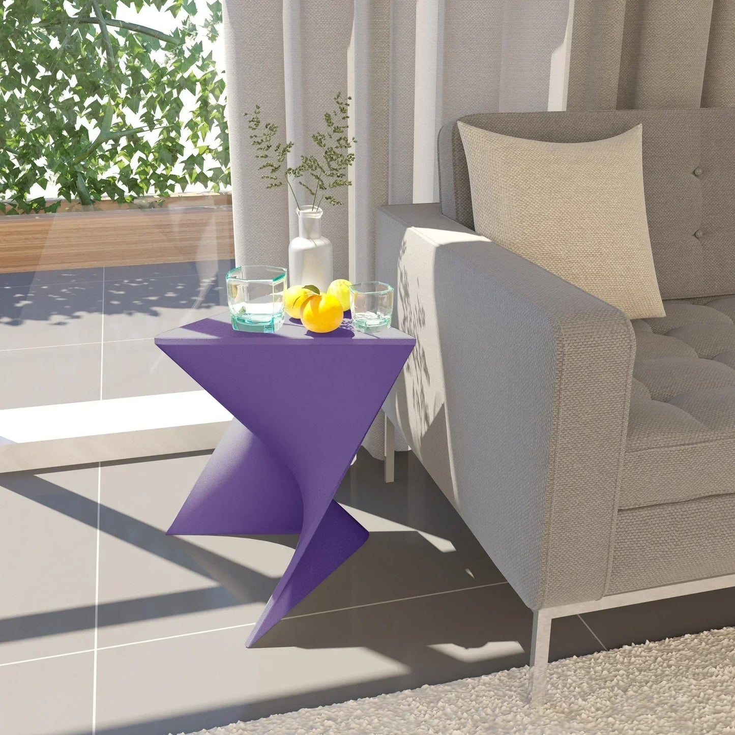 Randolph Triangular Accent Side Table in ABS/PC Plastic - Elax Furniture