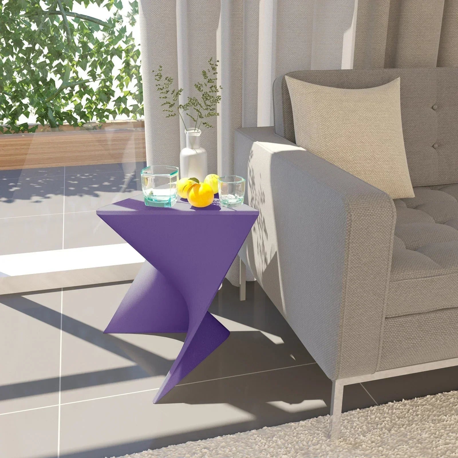 Randolph Triangular Accent Side Table in ABS/PC Plastic - Elax Furniture