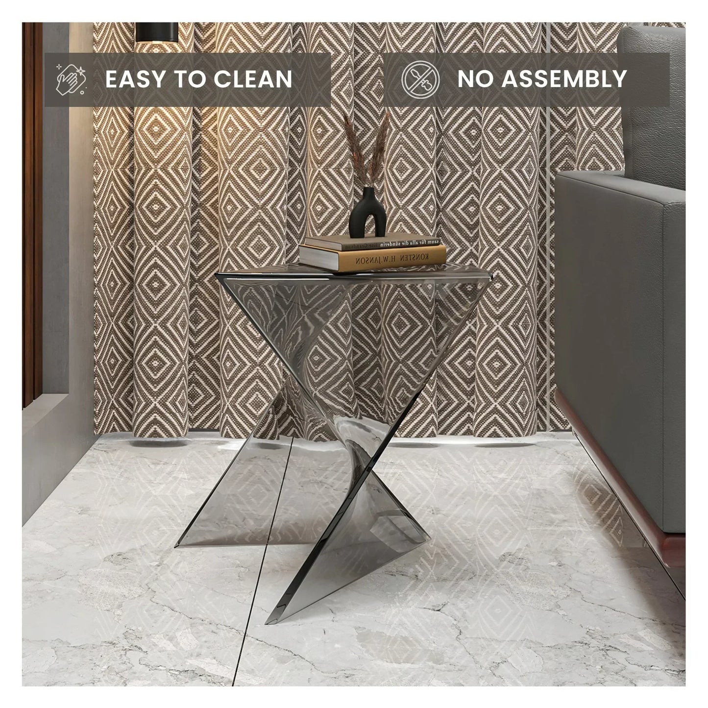 Randolph Triangular Accent Side Table in ABS/PC Plastic - Elax Furniture