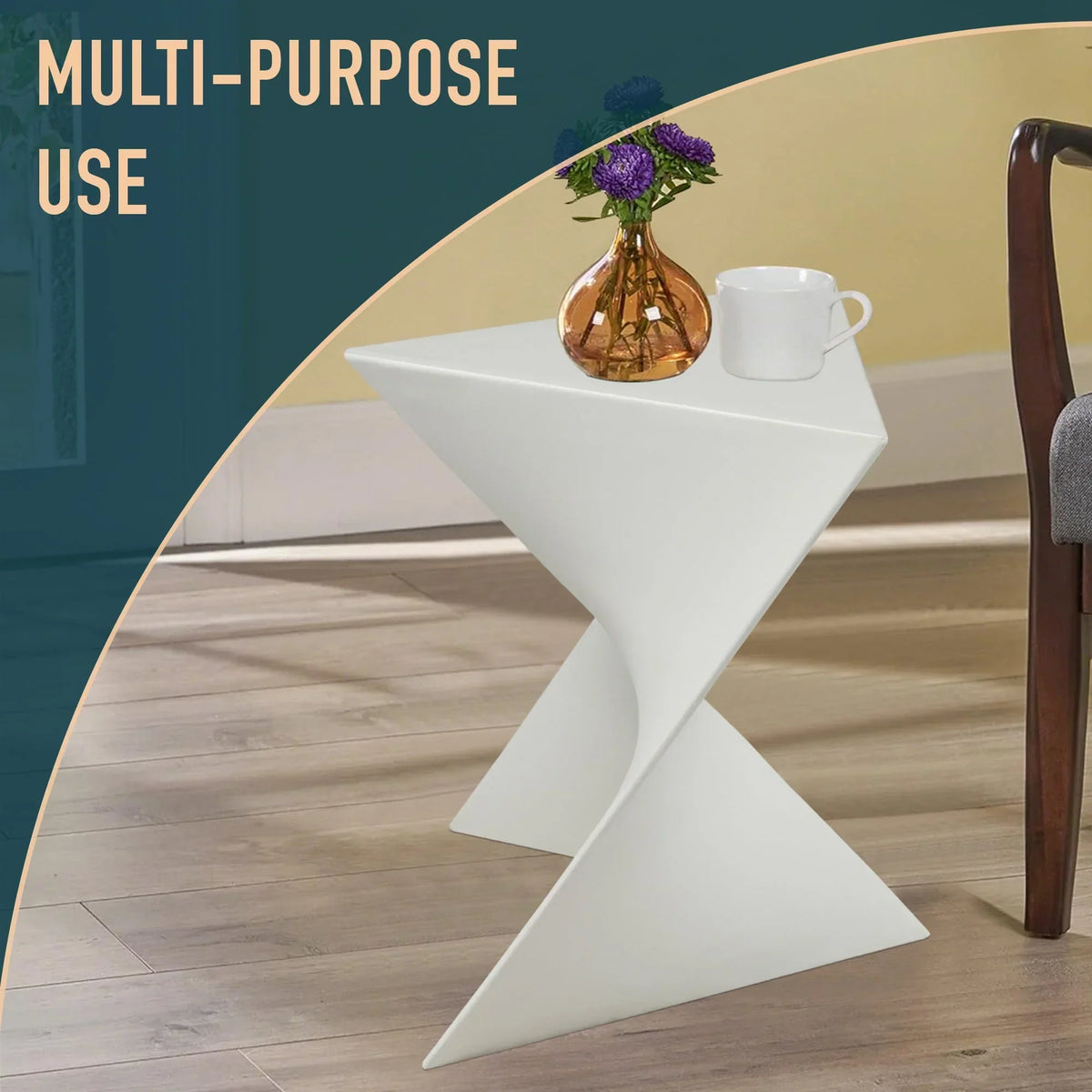 Randolph Triangular Accent Side Table in ABS/PC Plastic - Elax Furniture