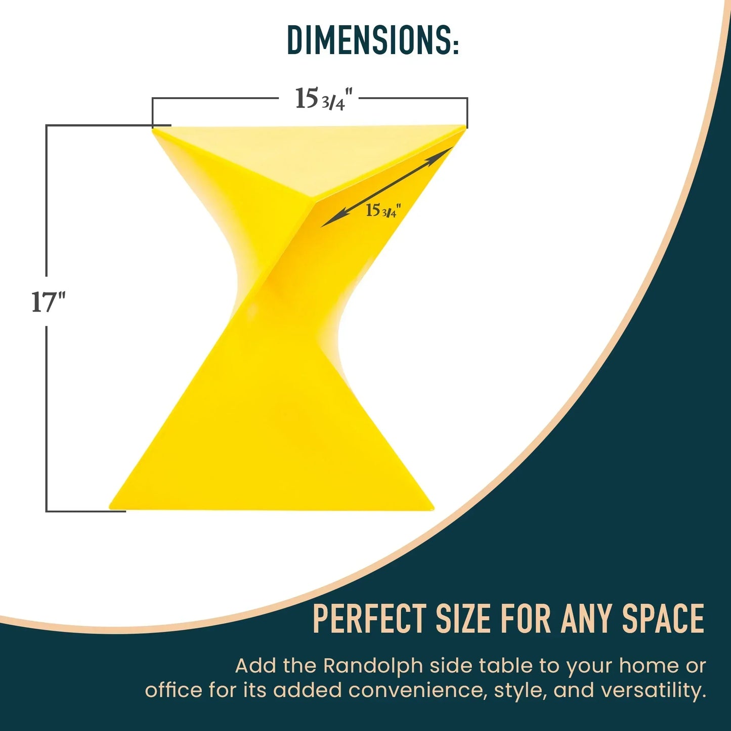 Randolph Triangular Accent Side Table in ABS/PC Plastic - Elax Furniture