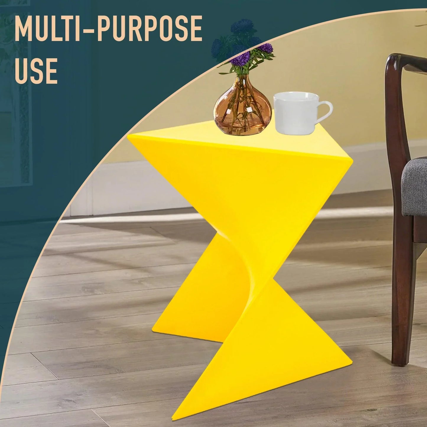 Randolph Triangular Accent Side Table in ABS/PC Plastic - Elax Furniture