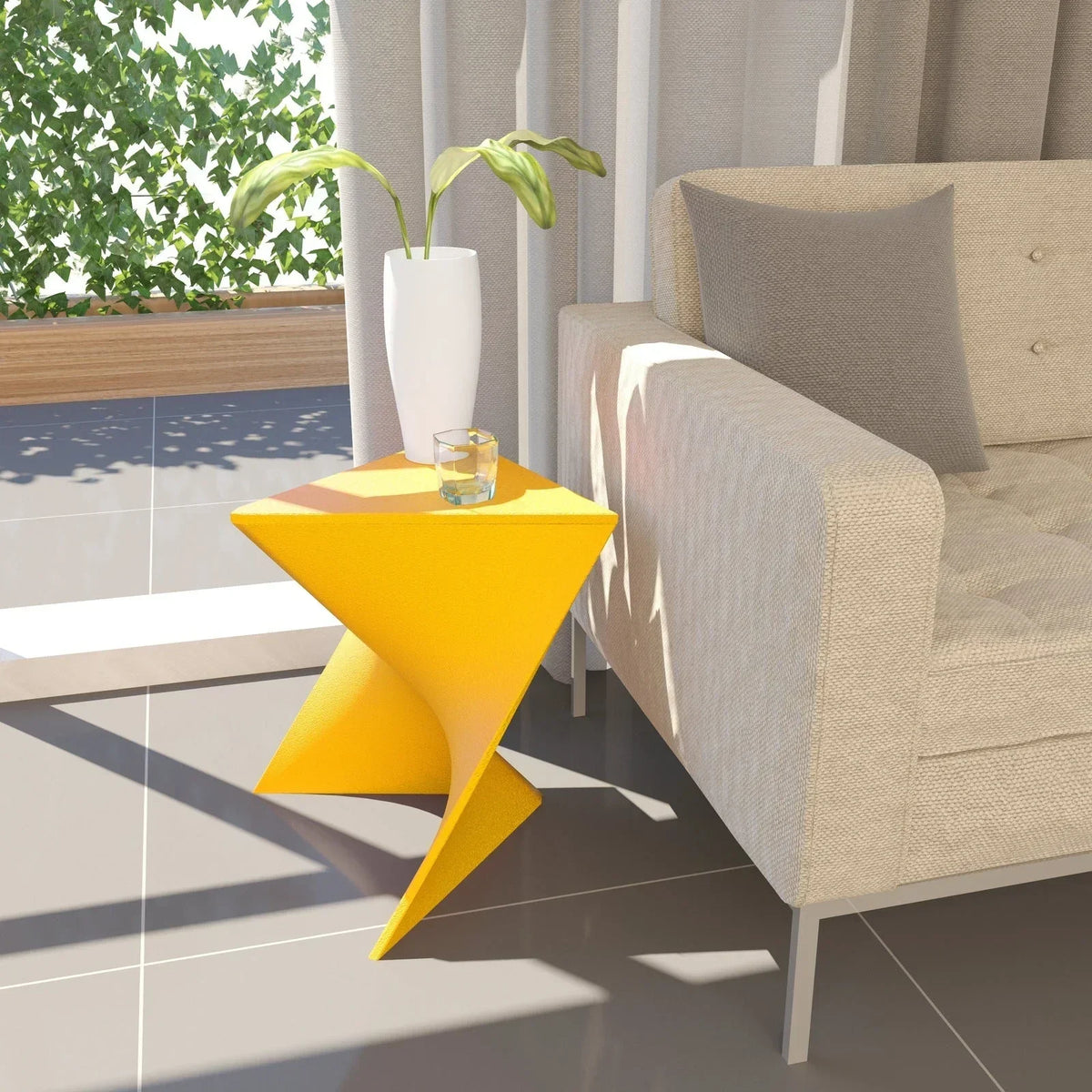 Randolph Triangular Accent Side Table in ABS/PC Plastic - Elax Furniture
