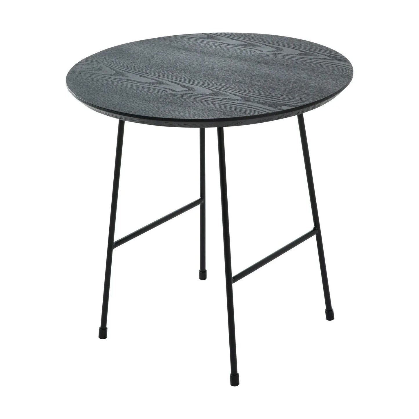 Rossmore Round Side Table with MDF Wood Tabletop in Black Steel - Elax Furniture