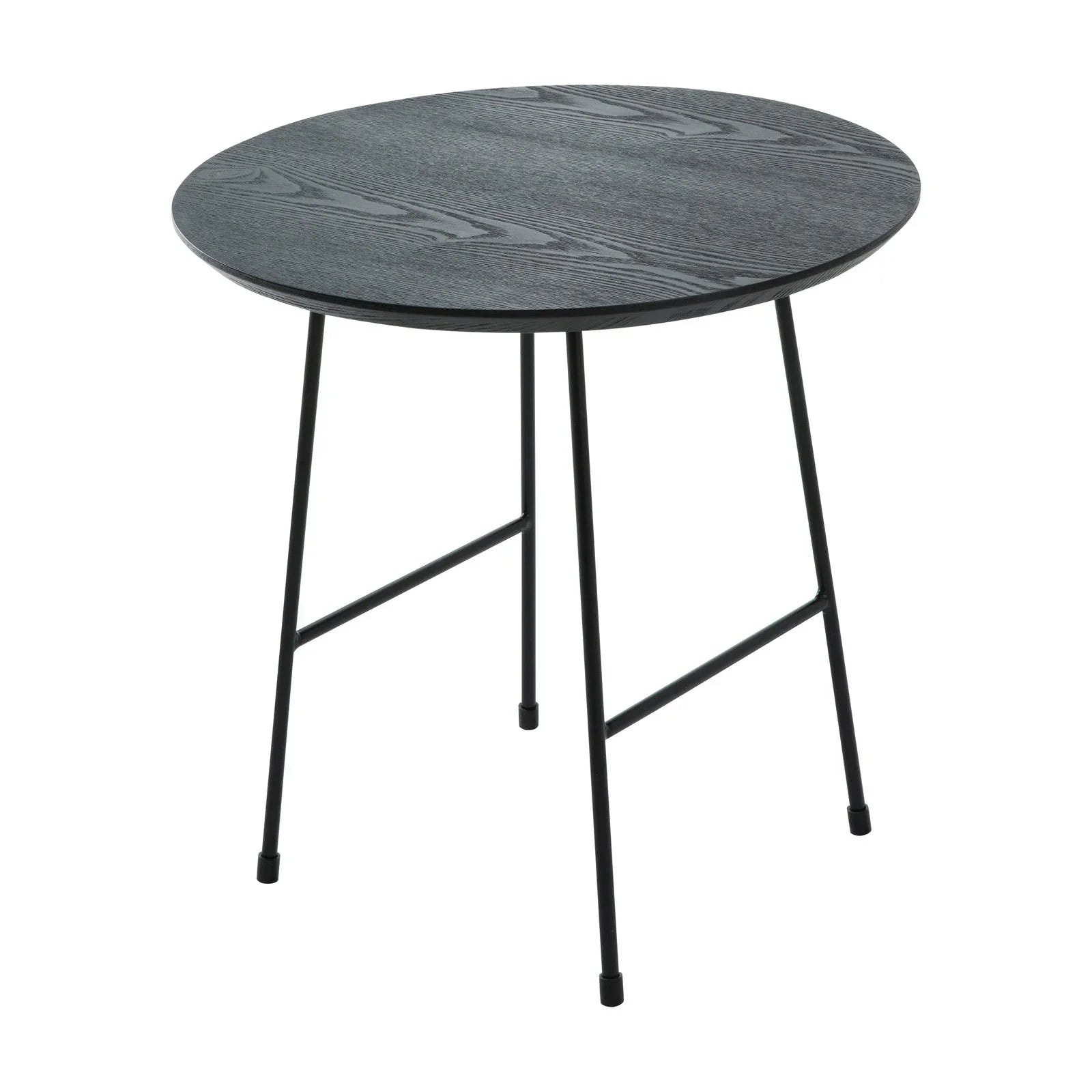 Rossmore Round Side Table with MDF Wood Tabletop in Black Steel - Elax Furniture