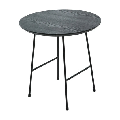 Rossmore Round Side Table with MDF Wood Tabletop in Black Steel - Elax Furniture
