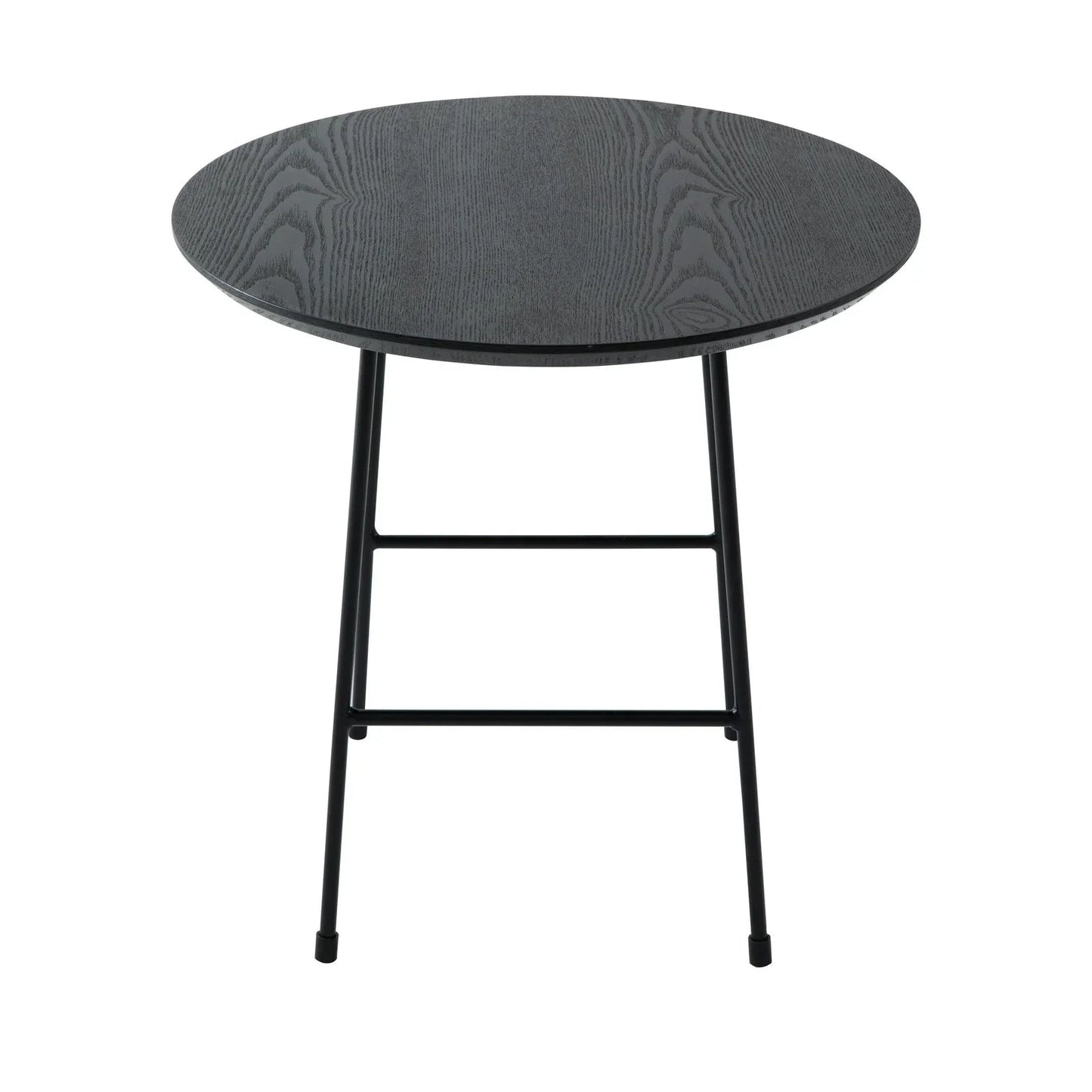 Rossmore Round Side Table with MDF Wood Tabletop in Black Steel - Elax Furniture