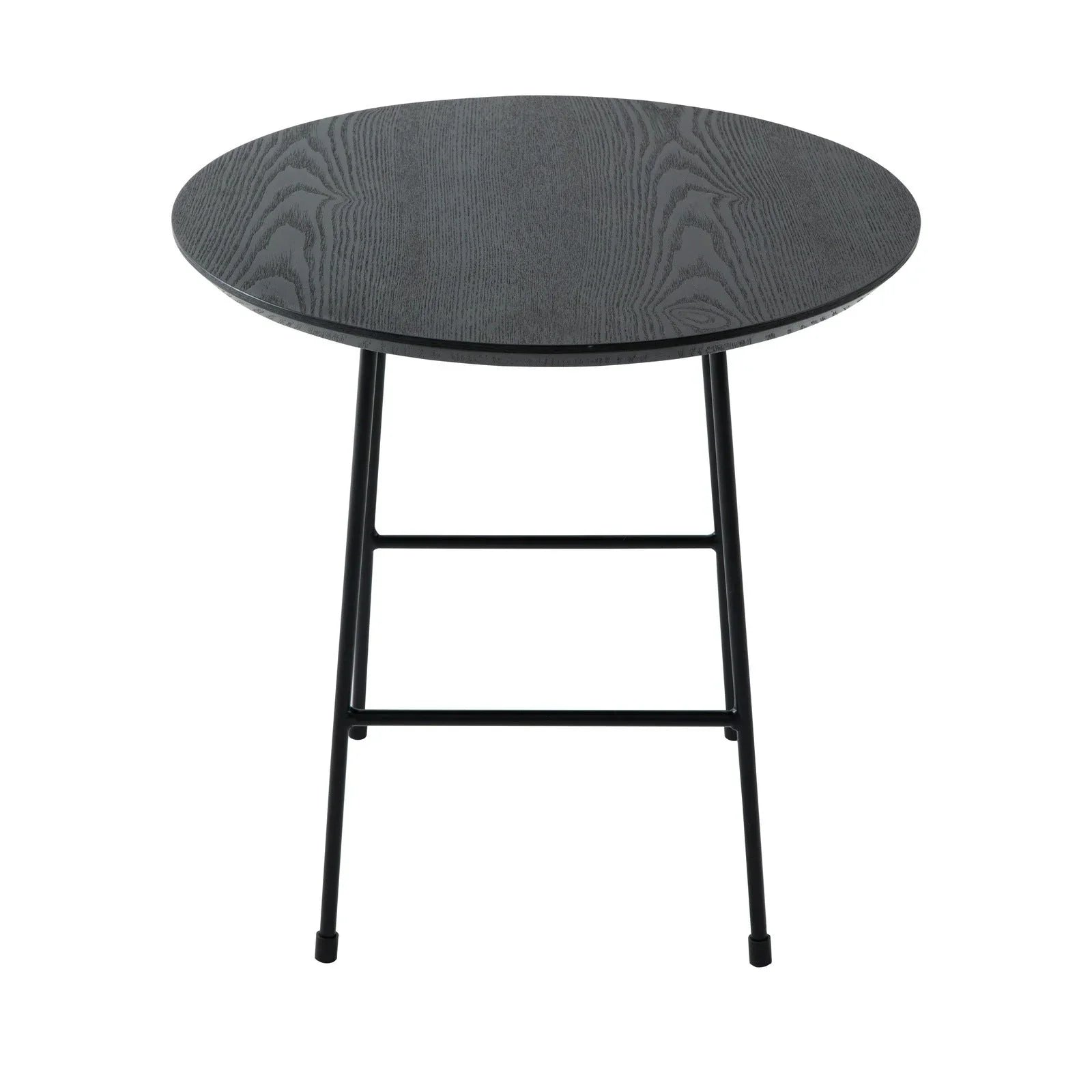 Rossmore Round Side Table with MDF Wood Tabletop in Black Steel - Elax Furniture
