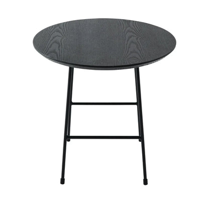 Rossmore Round Side Table with MDF Wood Tabletop in Black Steel - Elax Furniture