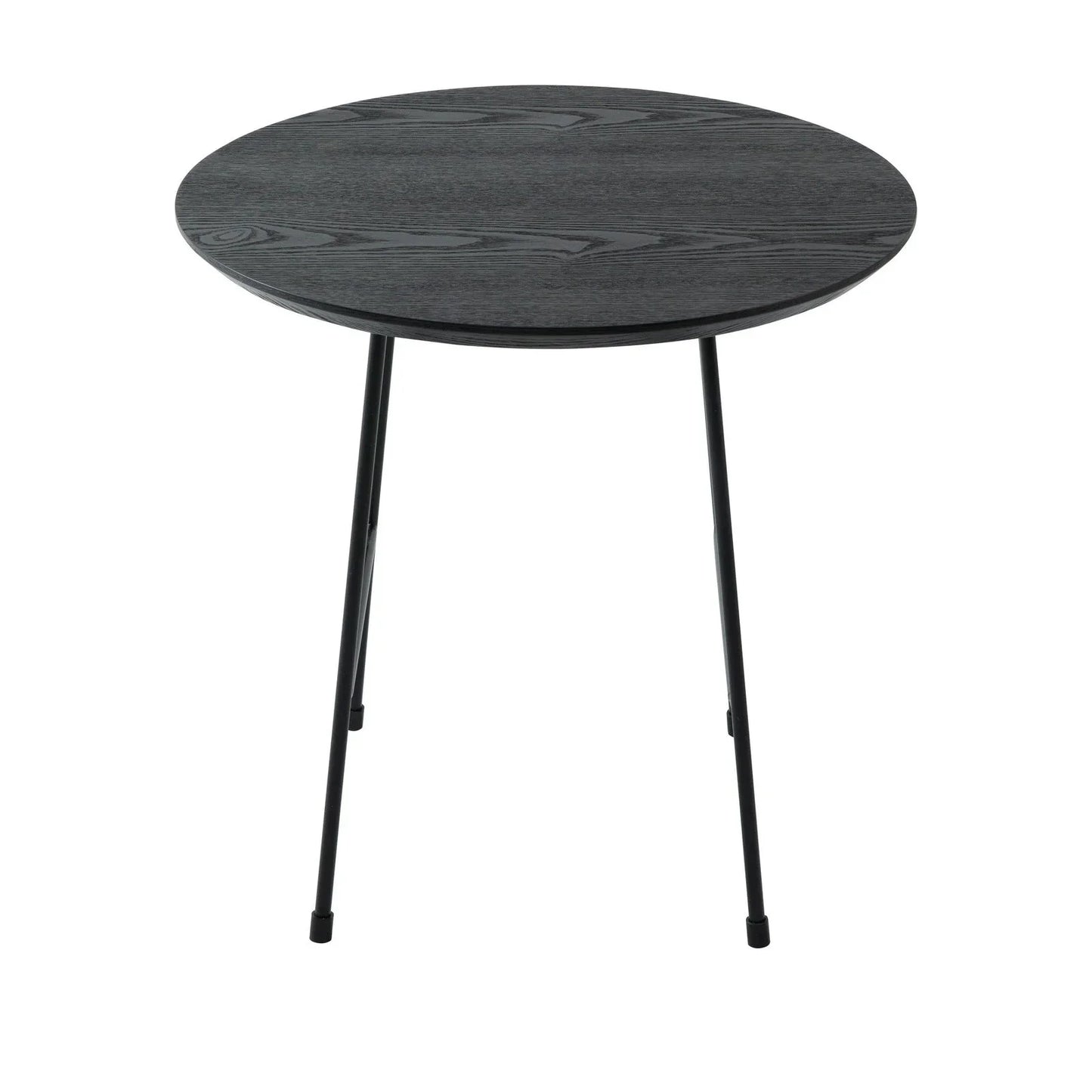 Rossmore Round Side Table with MDF Wood Tabletop in Black Steel - Elax Furniture