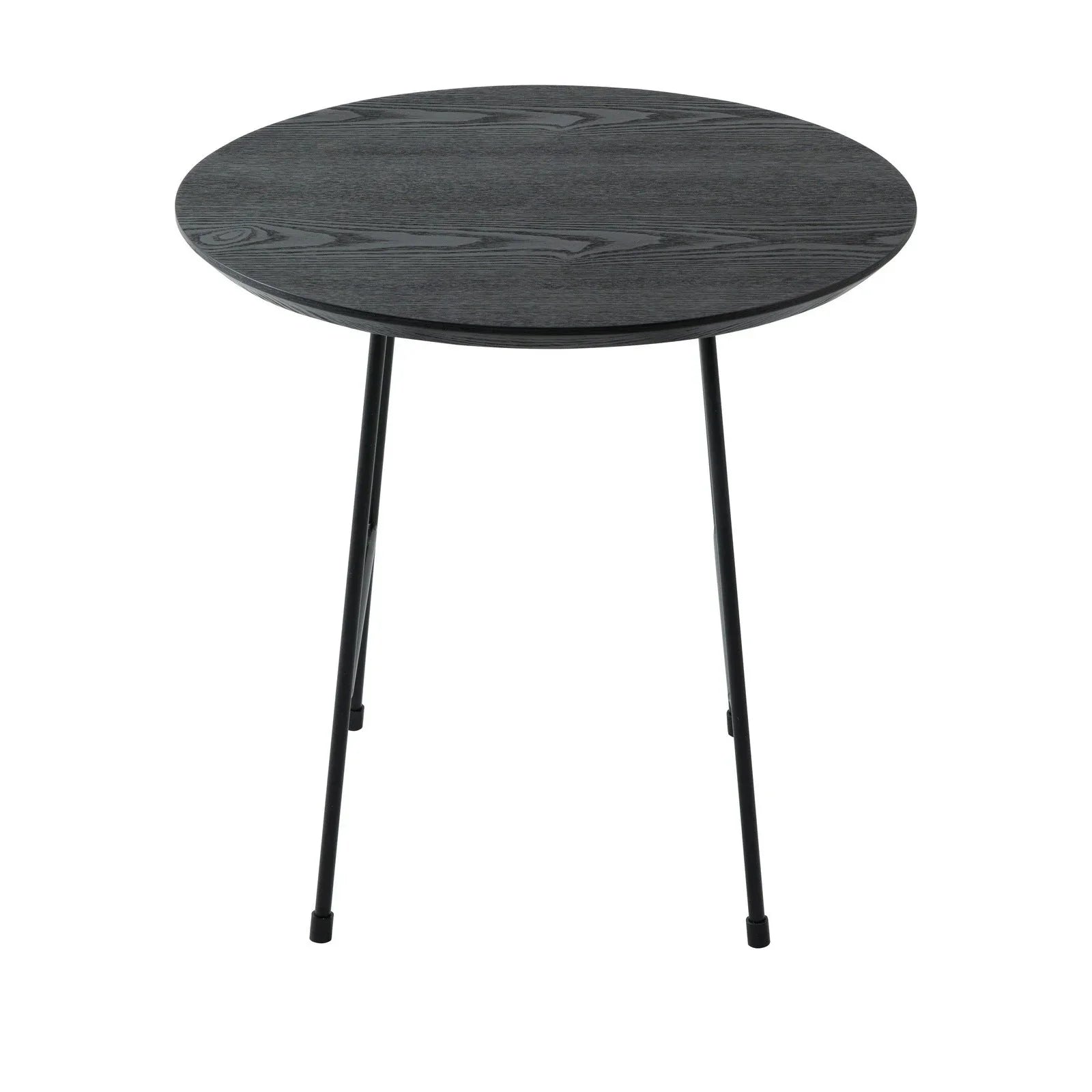 Rossmore Round Side Table with MDF Wood Tabletop in Black Steel - Elax Furniture