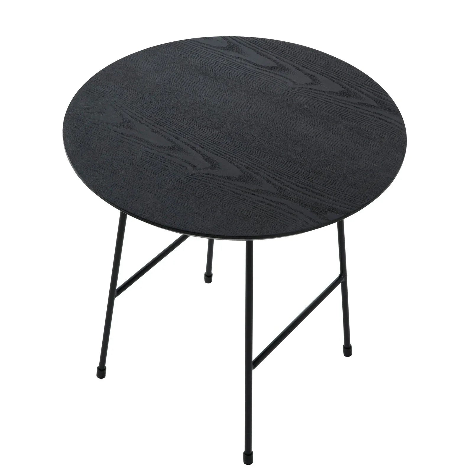 Rossmore Round Side Table with MDF Wood Tabletop in Black Steel - Elax Furniture