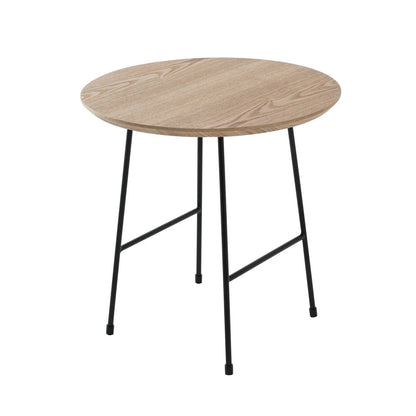 Rossmore Round Side Table with MDF Wood Tabletop in Black Steel - Elax Furniture