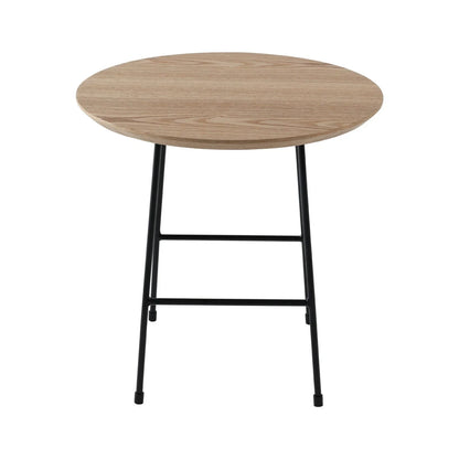 Rossmore Round Side Table with MDF Wood Tabletop in Black Steel - Elax Furniture