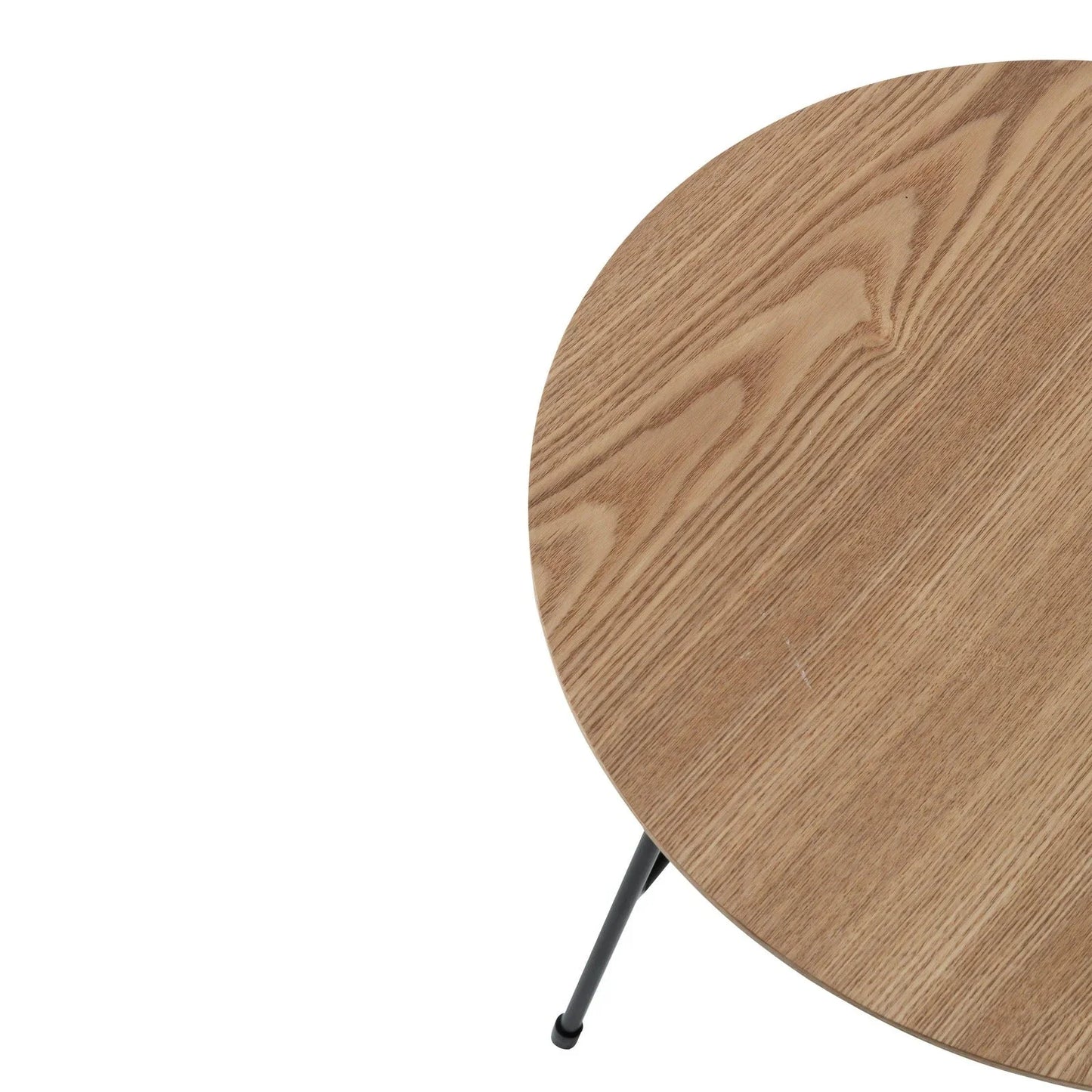 Rossmore Round Side Table with MDF Wood Tabletop in Black Steel - Elax Furniture