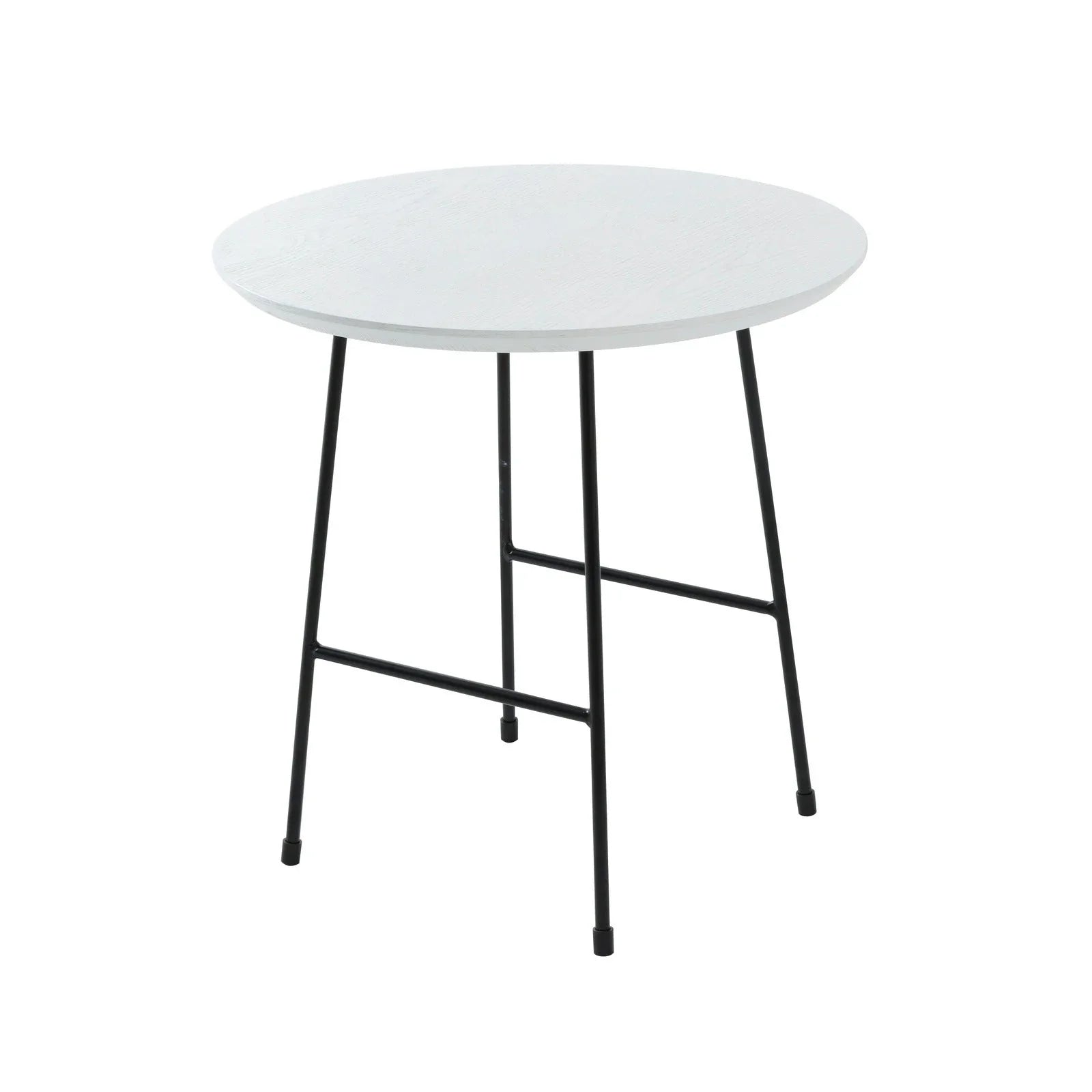 Rossmore Round Side Table with MDF Wood Tabletop in Black Steel - Elax Furniture