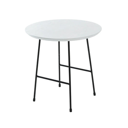 Rossmore Round Side Table with MDF Wood Tabletop in Black Steel - Elax Furniture