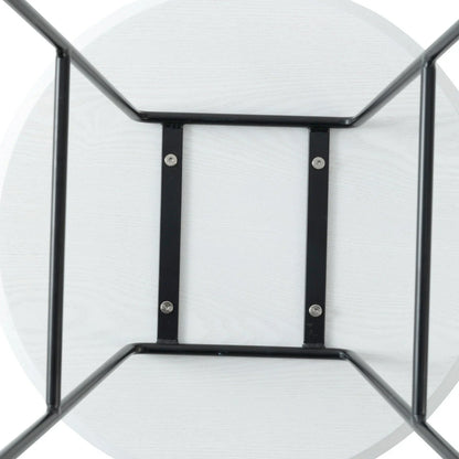 Rossmore Round Side Table with MDF Wood Tabletop in Black Steel - Elax Furniture