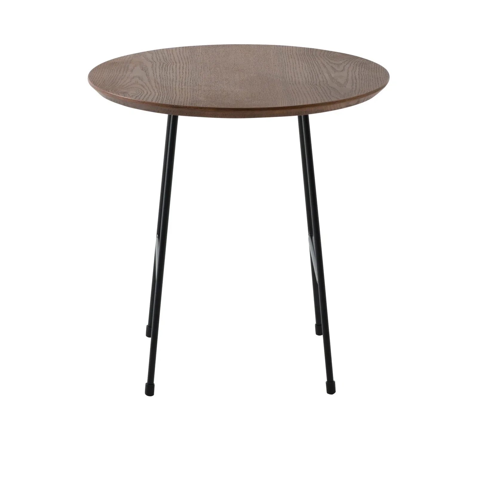 Rossmore Round Side Table with MDF Wood Tabletop in Black Steel - Elax Furniture