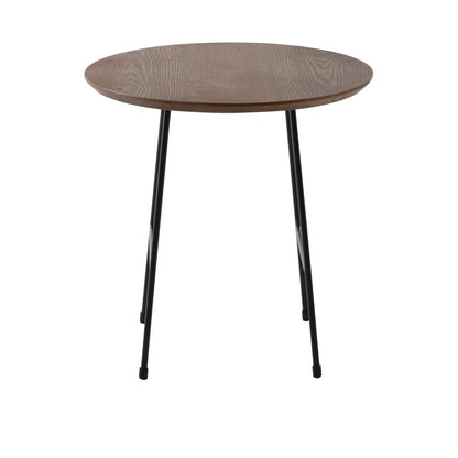 Rossmore Round Side Table with MDF Wood Tabletop in Black Steel - Elax Furniture