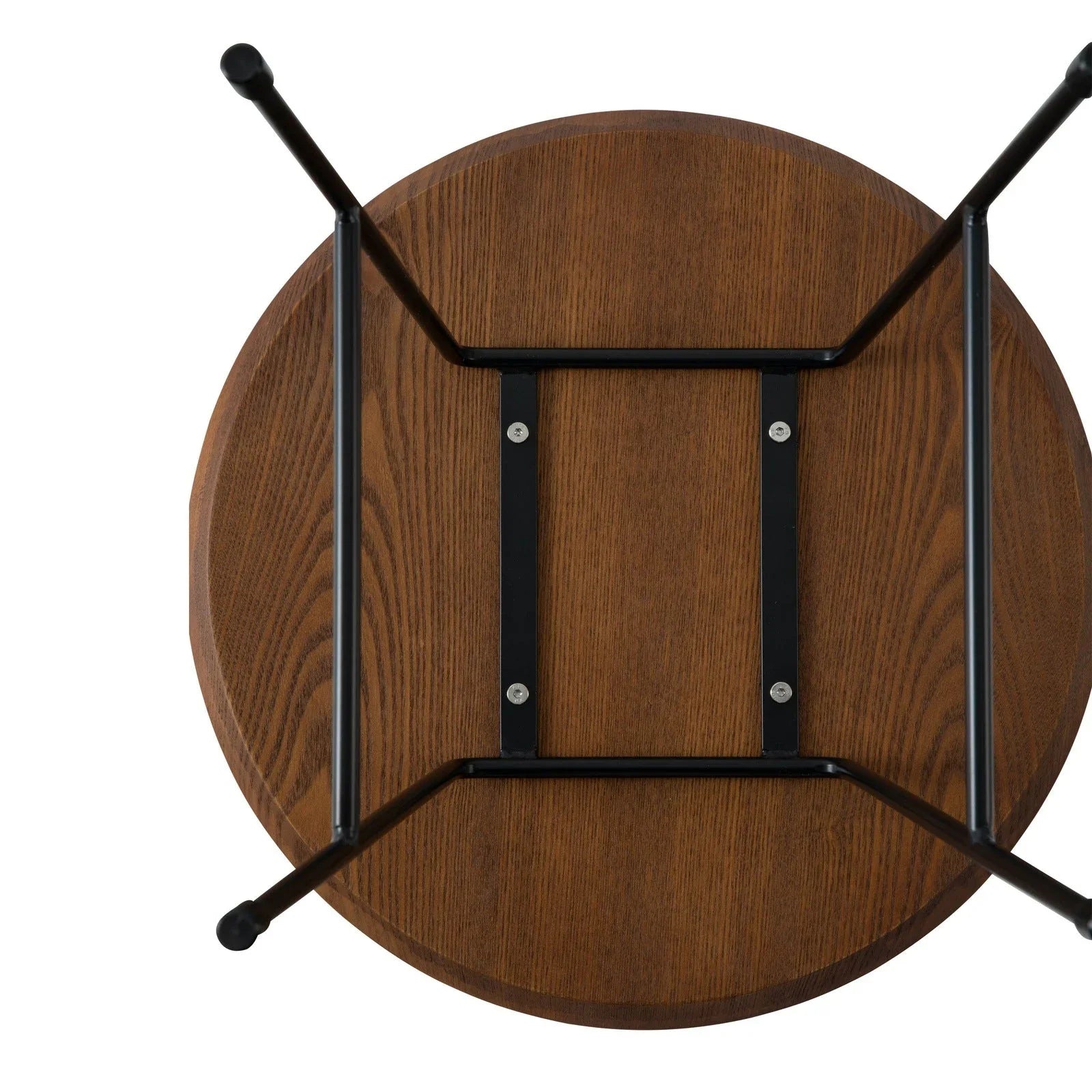 Rossmore Round Side Table with MDF Wood Tabletop in Black Steel - Elax Furniture