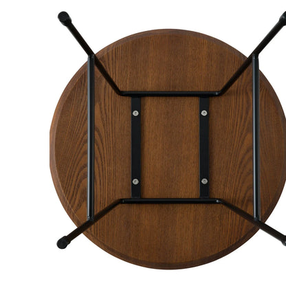 Rossmore Round Side Table with MDF Wood Tabletop in Black Steel - Elax Furniture