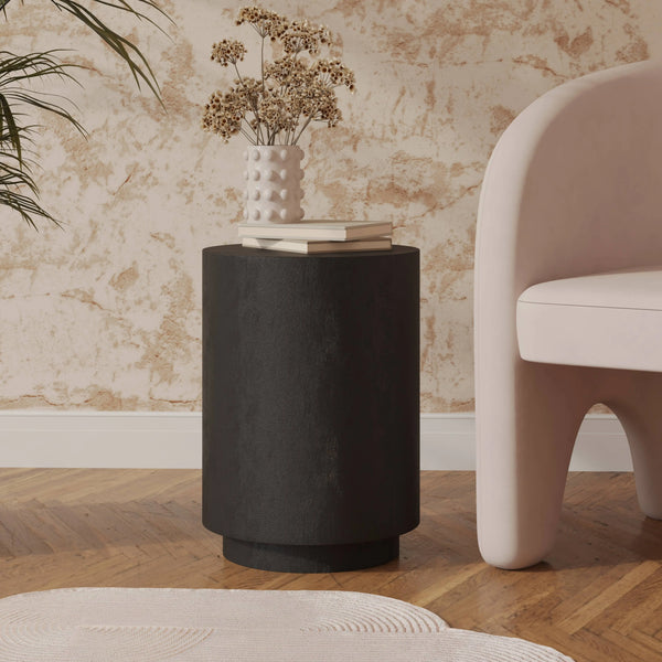LeisureMod Ramble 14" Wide Round Side Table – Modern Fiberstone Accent End Table for Indoor or Outdoor Use, Weather-Resistant for Patio, Balcony, or Living Room