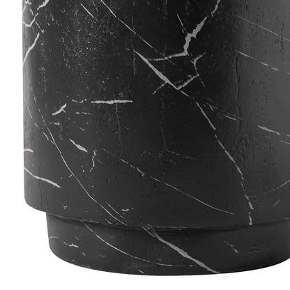 LeisureMod Ramble 14" Wide Round Side Table – Modern Fiberstone Accent End Table for Indoor or Outdoor Use, Weather-Resistant for Patio, Balcony, or Living Room