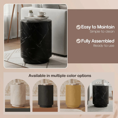 LeisureMod Ramble 14" Wide Round Side Table – Modern Fiberstone Accent End Table for Indoor or Outdoor Use, Weather-Resistant for Patio, Balcony, or Living Room