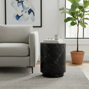 LeisureMod Ramble 14" Wide Round Side Table – Modern Fiberstone Accent End Table for Indoor or Outdoor Use, Weather-Resistant for Patio, Balcony, or Living Room