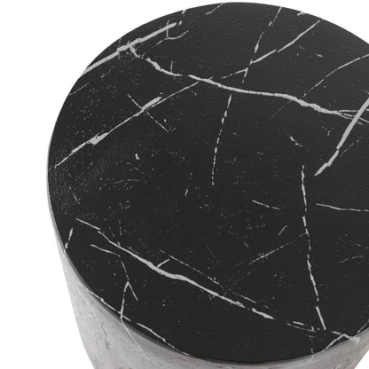 LeisureMod Ramble 14" Wide Round Side Table – Modern Fiberstone Accent End Table for Indoor or Outdoor Use, Weather-Resistant for Patio, Balcony, or Living Room