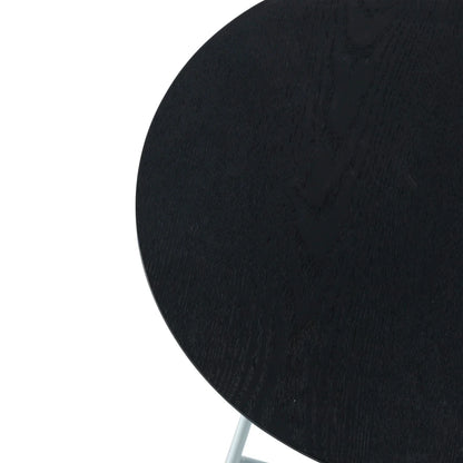 Rossmore Round Side Table with MDF Wood Tabletop in White Steel - Elax Furniture