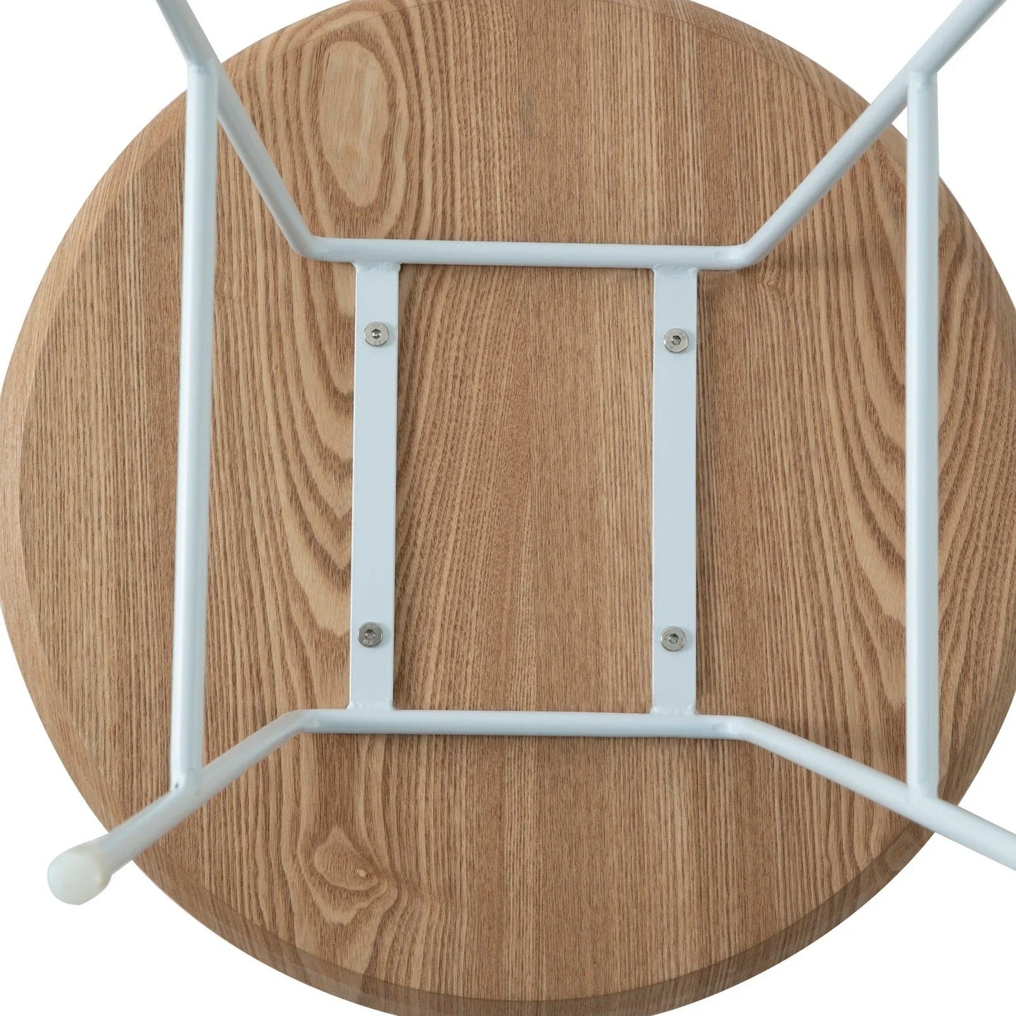 Rossmore Round Side Table with MDF Wood Tabletop in White Steel - Elax Furniture