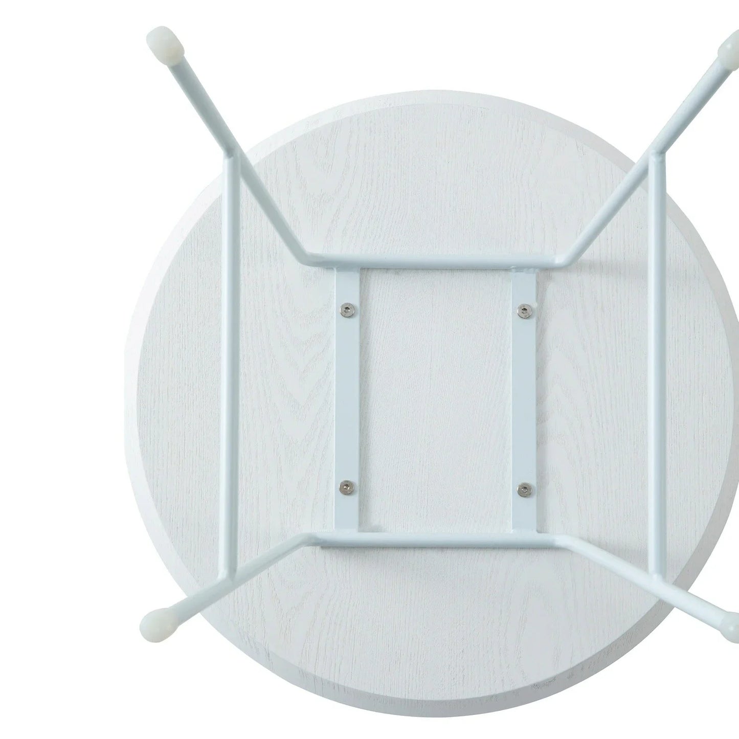 Rossmore Round Side Table with MDF Wood Tabletop in White Steel - Elax Furniture