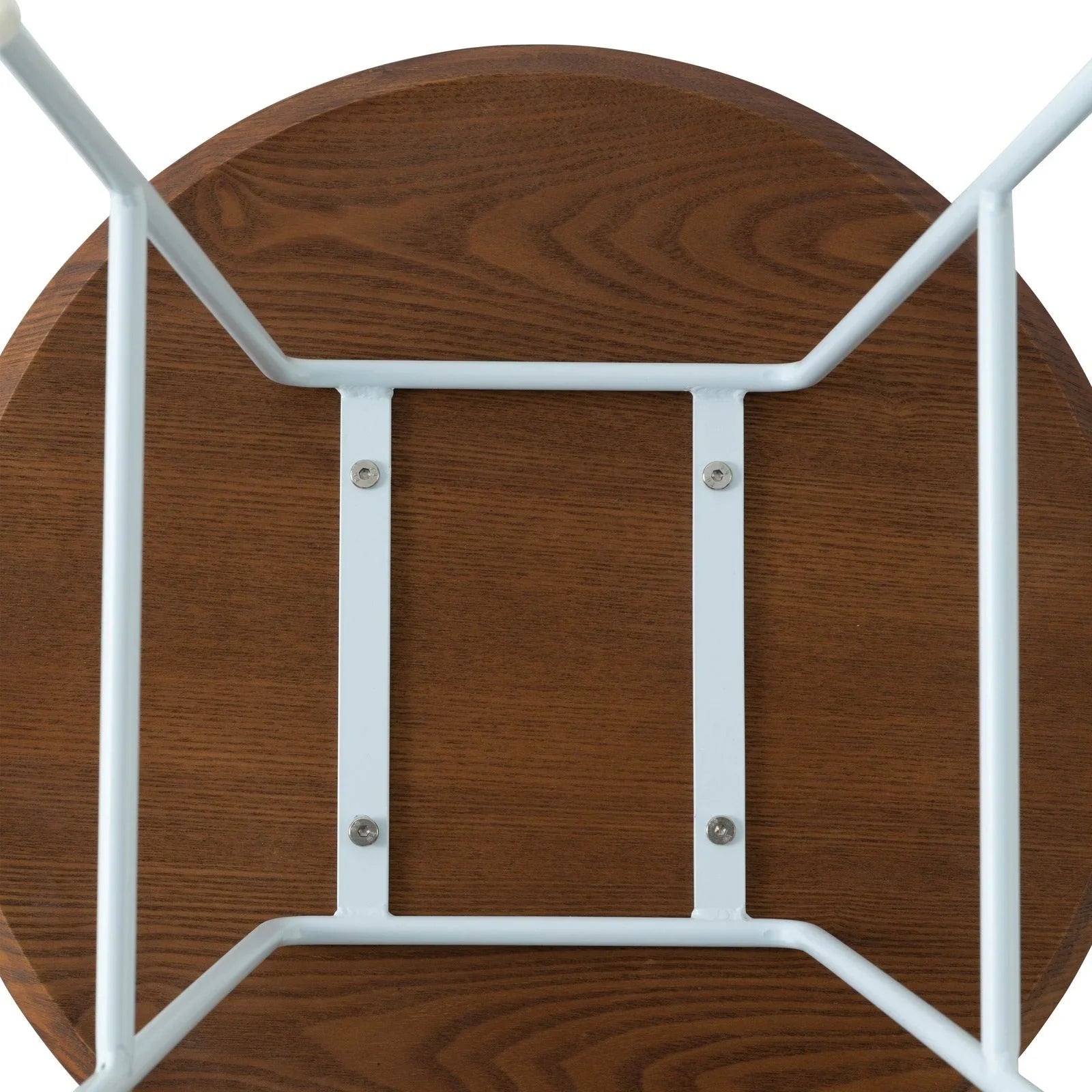 Rossmore Round Side Table with MDF Wood Tabletop in White Steel - Elax Furniture