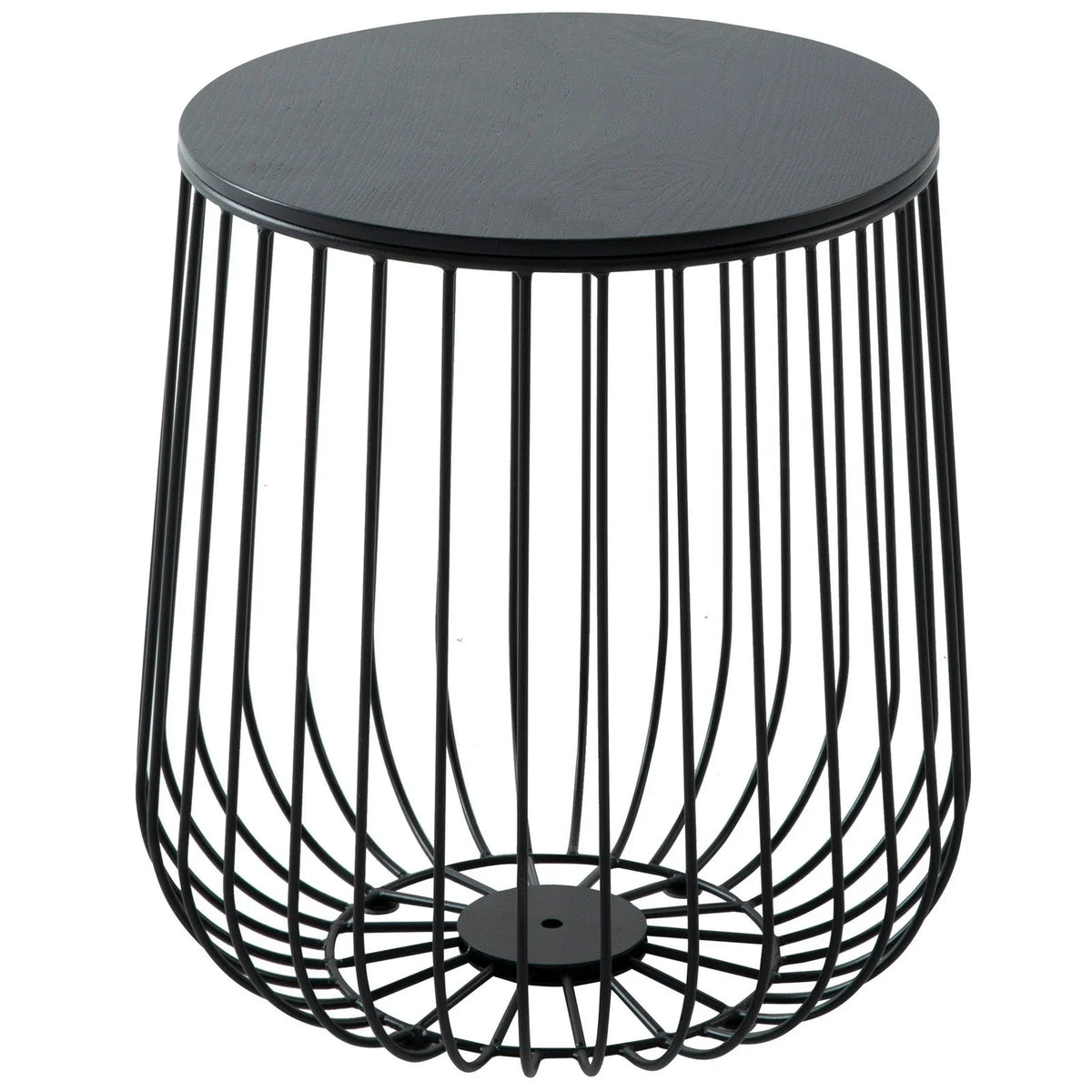 Runswick Round End Table Wood Tabletop With Steel Drum Base for Storage - Elax Furniture