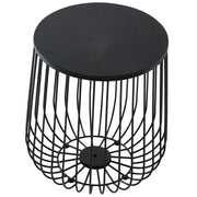 Runswick Round End Table Wood Tabletop With Steel Drum Base for Storage - Elax Furniture