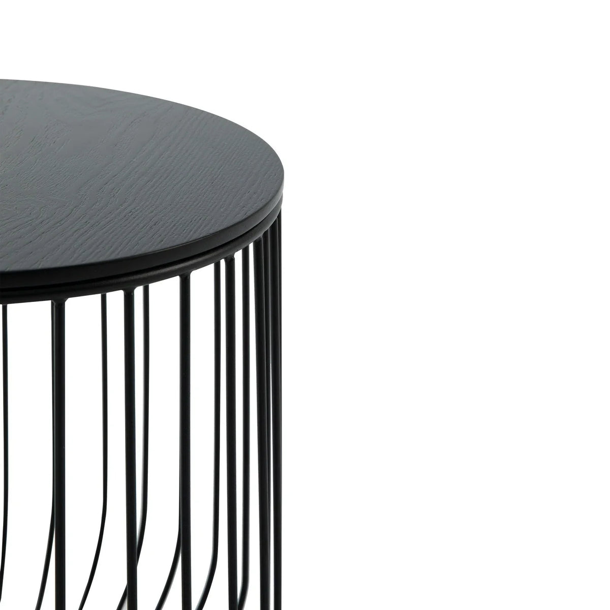 Runswick Round End Table Wood Tabletop With Steel Drum Base for Storage - Elax Furniture