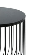 Runswick Round End Table Wood Tabletop With Steel Drum Base for Storage - Elax Furniture