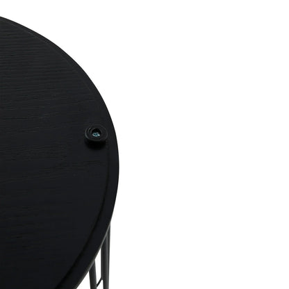 Runswick Round End Table Wood Tabletop With Steel Drum Base for Storage - Elax Furniture