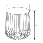 Runswick Round End Table Wood Tabletop With Steel Drum Base for Storage - Elax Furniture