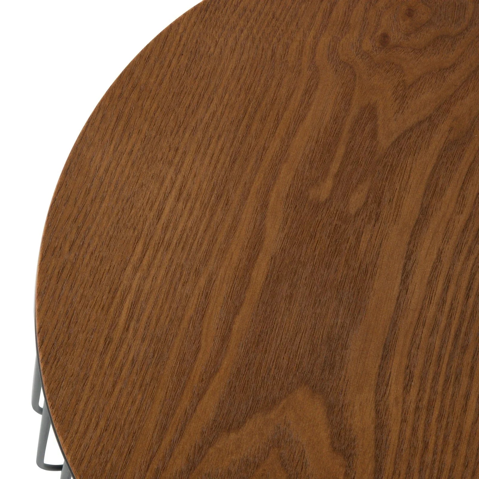 Runswick Round End Table Wood Tabletop With Steel Drum Base for Storage - Elax Furniture