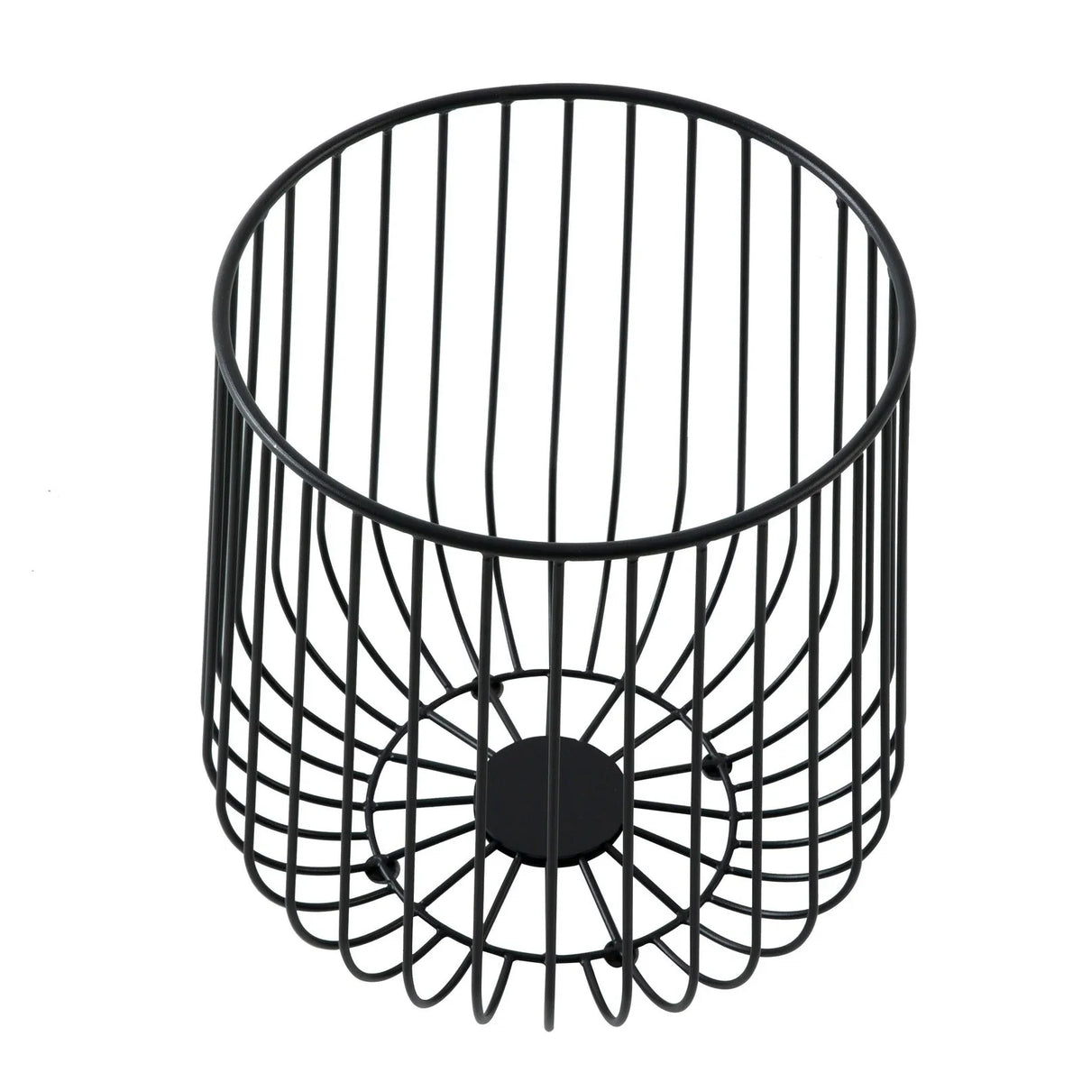 Runswick Round End Table Wood Tabletop With Steel Drum Base for Storage - Elax Furniture